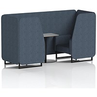 Brixworth 2 Seater Booth with Table, Black Legs, Grey/Black Table, Rivet Fabric, Crucible Panels And Sofa