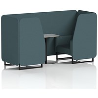 Brixworth 2 Seater Booth with Table, Black Legs, Grey/Black Table, X2 Fabric, Polygon Panels And Sofa