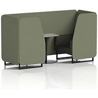 Brixworth 2 Seater Booth with Table, Black Legs, Grey/Black Table, Main Line Flax Fabric, Monument Panels And Temple Sofa