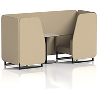 Brixworth 2 Seater Booth with Table, Black Legs, Grey/Black Table, Main Line Flax Fabric, Upminster Panels And Bank Sofa