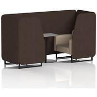 Brixworth 2 Seater Booth with Table, Black Legs, Grey/Black Table, Synergy Fabric, Wed Panels And Affix Sofa