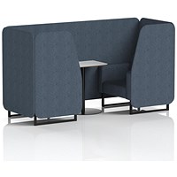 Brixworth 2 Seater Booth with Table, Black Legs, White/Black Table, Rivet Fabric, Crucible Panels And Sofa