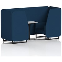 Brixworth 2 Seater Booth with Table, Black Legs, White/Black Table, X2 Fabric, Calculus Panels And Sofa