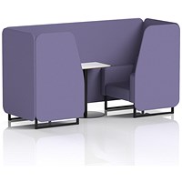 Brixworth 2 Seater Booth with Table, Black Legs, White/Black Table, Synergy Fabric, Order Panels And Sofa