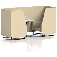 Brixworth 2 Seater Booth with Table, Black Legs, White/Black Table, Sumi Fabric, Zen Panels And Sofa