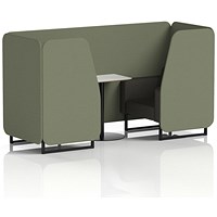 Brixworth 2 Seater Booth with Table, Black Legs, White/Black Table, Main Line Flax Fabric, Monument Panels And Temple Sofa