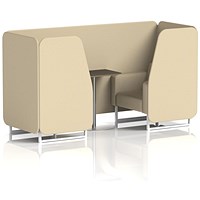 Brixworth 2 Seater Booth with Table, White Legs, Black/Silver Table, Sumi Fabric, Zen Panels And Sofa