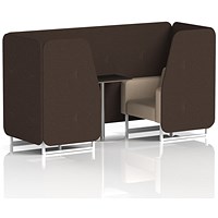 Brixworth 2 Seater Booth with Table, White Legs, Black/Silver Table, Synergy Fabric, Wed Panels And Affix Sofa