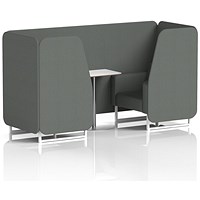 Brixworth 2 Seater Booth with Table, White Legs, White/Silver Table, Sumi Fabric, Kobe Panels And Sofa