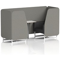 Brixworth 2 Seater Booth with Table, White Legs, White/Silver Table, X2 Fabric, Number Panels And Arithmetic Sofa