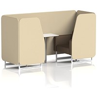 Brixworth 2 Seater Booth with Table, White Legs, White/Silver Table, Sumi Fabric, Zen Panels And Osaka Sofa