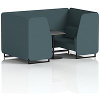 Brixworth 4 Seater Booth with Table, Black Legs, Black Table, X2 Fabric, Polygon Panels And Sofa