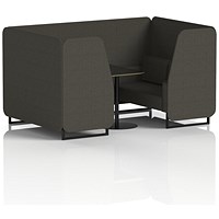 Brixworth 4 Seater Booth with Table, Black Legs, Black Table, Main Line Flax Fabric, Temple Panels And Sofa