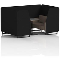 Brixworth 4 Seater Booth with Table, Black Legs, Black Table, X2 Fabric, Diameter Panels And Theory Sofa