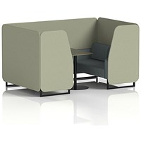 Brixworth 4 Seater Booth with Table, Black Legs, Black Table, Main Line Flax Fabric, Newbury Panels And Westminster Sofa