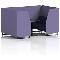 Brixworth 4 Seater Booth with Table, Black Legs, Black Table, Synergy Fabric, Order Panels And Alike Sofa