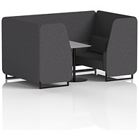 Brixworth 4 Seater Booth with Table, Black Legs, Grey/Black Table, X2 Fabric, Arithmetic Panels And Sofa