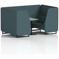 Brixworth 4 Seater Booth with Table, Black Legs, Grey/Black Table, X2 Fabric, Polygon Panels And Sofa