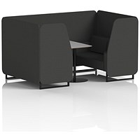 Brixworth 4 Seater Booth with Table, Black Legs, Grey/Black Table, Synergy Fabric, Mix Panels And Sofa