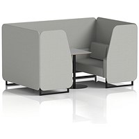 Brixworth 4 Seater Booth with Table, Black Legs, Grey/Black Table, Sumi Fabric, Tokyo Panels And Sofa