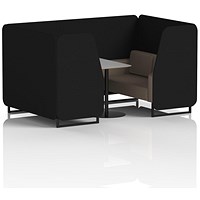 Brixworth 4 Seater Booth with Table, Black Legs, Grey/Black Table, X2 Fabric, Diameter Panels And Theory Sofa