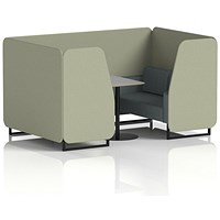 Brixworth 4 Seater Booth with Table, Black Legs, Grey/Black Table, Main Line Flax Fabric, Newbury Panels And Westminster Sofa