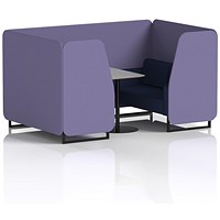 Brixworth 4 Seater Booth with Table, Black Legs, Grey/Black Table, Synergy Fabric, Order Panels And Alike Sofa