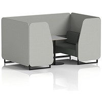 Brixworth 4 Seater Booth with Table, Black Legs, Grey/Black Table, Sumi Fabric, Tokyo Panels And Kobe Sofa