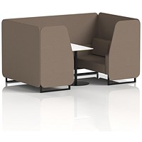 Brixworth 4 Seater Booth with Table, Black Legs, White/Black Table, X2 Fabric, Theory Panels And Sofa