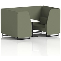 Brixworth 4 Seater Booth with Table, Black Legs, White/Black Table, Main Line Flax Fabric, Monument Panels And Sofa