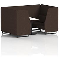 Brixworth 4 Seater Booth with Table, Black Legs, White/Black Table, Synergy Fabric, Wed Panels And Sofa