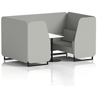 Brixworth 4 Seater Booth with Table, Black Legs, White/Black Table, Sumi Fabric, Tokyo Panels And Sofa