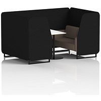 Brixworth 4 Seater Booth with Table, Black Legs, White/Black Table, X2 Fabric, Diameter Panels And Theory Sofa