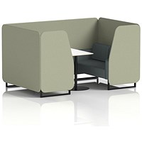 Brixworth 4 Seater Booth with Table, Black Legs, White/Black Table, Main Line Flax Fabric, Newbury Panels And Westminster Sofa