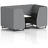 Brixworth 4 Seater Booth with Table, Black Legs, White/Black Table, Synergy Fabric, Partner Panels And Mix Sofa