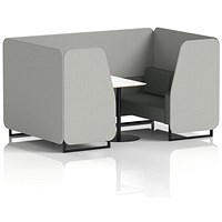 Brixworth 4 Seater Booth with Table, Black Legs, White/Black Table, Sumi Fabric, Tokyo Panels And Kobe Sofa