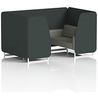 Brixworth 4 Seater Booth, White Legs, Rivet Fabric, Charcoal Panels And Vitreous Sofa