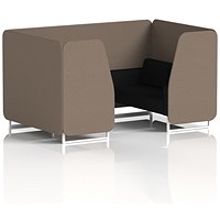 Brixworth 4 Seater Booth, White Legs, X2 Fabric, Theory Panels And Diameter Sofa