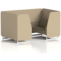 Brixworth 4 Seater Booth, White Legs, Main Line Flax Fabric, Upminster Panels And Bank Sofa