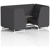 Brixworth 4 Seater Booth with Table, White Legs, Black/Silver Table, X2 Fabric, Arithmetic Panels And Sofa