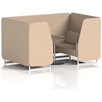 Brixworth 4 Seater Booth with Table, White Legs, Black/Silver Table, Synergy Fabric, Affix Panels And Sofa