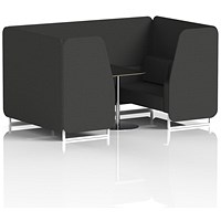 Brixworth 4 Seater Booth with Table, White Legs, Black/Silver Table, Synergy Fabric, Mix Panels And Sofa