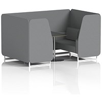 Brixworth 4 Seater Booth with Table, White Legs, Black/Silver Table, Synergy Fabric, Partner Panels And Sofa