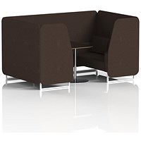 Brixworth 4 Seater Booth with Table, White Legs, Black/Silver Table, Synergy Fabric, Wed Panels And Sofa