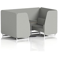 Brixworth 4 Seater Booth with Table, White Legs, Black/Silver Table, Sumi Fabric, Tokyo Panels And Sofa