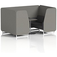 Brixworth 4 Seater Booth with Table, White Legs, Black/Silver Table, X2 Fabric, Number Panels And Arithmetic Sofa