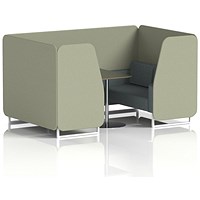 Brixworth 4 Seater Booth with Table, White Legs, Black/Silver Table, Main Line Flax Fabric, Newbury Panels And Westminster Sofa