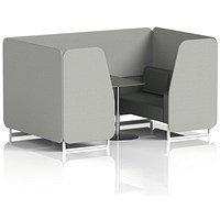 Brixworth 4 Seater Booth with Table, White Legs, Black/Silver Table, Sumi Fabric, Tokyo Panels And Kobe Sofa