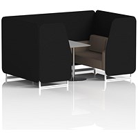 Brixworth 4 Seater Booth with Table, White Legs, Grey/Silver Table, X2 Fabric, Diameter Panels And Theory Sofa