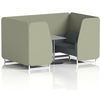 Brixworth 4 Seater Booth with Table, White Legs, Grey/Silver Table, Main Line Flax Fabric, Newbury Panels And Westminster Sofa